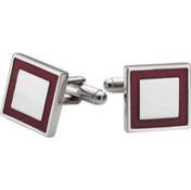 10 x Pairs of Genuine Square Rim CUFFLINKS by Ice London – Silver Plated With RED Coloured Inlay –