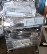 1 x Mobile Stainless Steel Catering Shelving Unit Trolley With Contents - 88cm x 46cm x height
