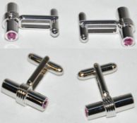 10 x Pairs of Genuine T-Bar Cuff Links with Swarovski Crystals by Ice London – Color : Pink -