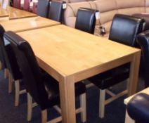 1 x Bentley Oak Extending Table + 4 Faux Leather Chairs - Ex Display Stock – Dimensions:  W150 /