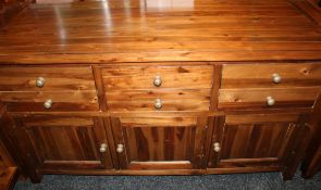 1 x Mark Webster 'Cognac' Acacia Solid Wood Sideboard - 3-Door, 4-Drawer - Ex Display Stock –