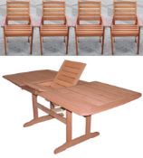 5-Piece Garden Furniture Set Includes 1 x Table Extending (Rectangular) & 4 x Armchairs - Made