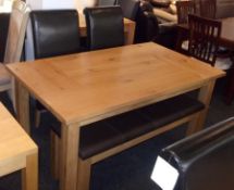 1 x Bentley 'Burr' Oak Table With 1 x Bench, and 2 x Chairs - Ex Display Stock – Dimensions: W160