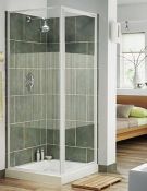 1 x Simpsons Supreme Pivot Shower Door With Side Panel - 600x600mm - White and Clear - Brand New