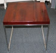 1 x Mark Webster 'RIMINI' High Gloss Walnut Lamp Table - Ex Display Stock – Dimensions: W61 x D61