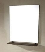 1 x Vogue Juno 450mm Wall Hung Walnut Bathroom Mirror With Shelf - Splash and Water Proof - Brand