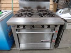 1 x Garland Commercial Range Cooker - Four Gas Burners - On Castors - Suitable For Professional