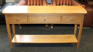 1 x Fryer Ash Top Painted Finish Console Table - 3-Drawer - Ex Display Stock – Dimensions: W145 x
