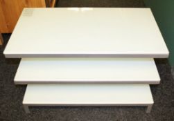 1 x Glass TV Unit With 3 Shelves, On Chrome Stand - Ex Display Stock – Dimensions:  - Ref: F233 -