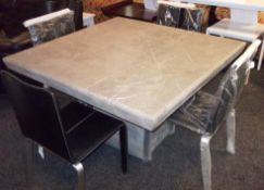 1 x ACTONA Marble Square Table On Marble Base, With 4 x Chairs - Ex Display Stock – Dimensions: W120