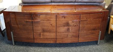 1 x Mark Webster 'RIMINI' High Gloss Walnut 4-Door Sideboard- Ex Display Stock – Dimensions: W210