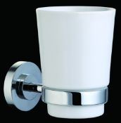 10 x Vogue Bathrooms Series 5 Toothbrush Tumblers With Chrome Holders - Brand New Boxed Stock -
