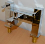 1 x Verona Deck Bath Shower Mixer Tap - Vogue Bathrooms - Modern Bath Mixer Tap in Bright Chrome