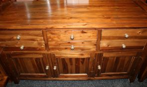 1 x Mark Webster 'Cognac' Acacia Solid Wood Sideboard - 3-Door, 4-Drawer - Ex Display Stock –