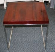 1 x Mark Webster 'RIMINI' High Gloss Walnut Lamp Table - Ex Display Stock – Dimensions: W61 x D61