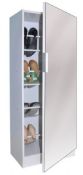 1 x Mirrored Shoe Storage Cabinet - White Finish - Brand New & Boxed - CL112 - Location: Blackburn