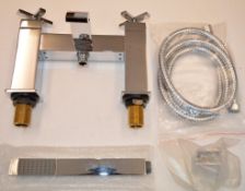 1 x Series 6 Bath Shower Mixer Tap With Crosshead Taps and Shower Handset - Vogue Bathrooms Platinum