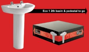 1 x Vogue Bathrooms ECO1 XPRESS Two Tap Hole SINK BASIN and Pedestal - 550mm Width - Brand New and