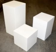 30 x Retail Store Exhibition Display Plinths - Gloss Whte - Unused Stock - In Four Various Heights -