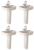 4 x Vogue Bathrooms COSMOS Single Tap Hole SINK BASINS With Pedestals - 600mm Width - Ref A -