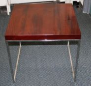 1 x Mark Webster 'RIMINI' High Gloss Walnut Lamp Table - Ex Display Stock – Dimensions: W61 x D61