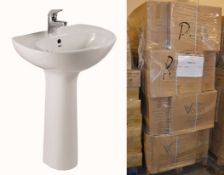4 x Vogue Bathrooms KARIDI Single Tap Hole SINK BASINS With Full Pedestals - 550mm Width - Brand New