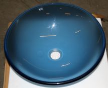 1 x Vogue Bathrooms CAILA Clear Frosted BLUE Glass Wash Bowl - Perfect For The Modern Bathroom or