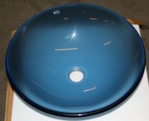 1 x Vogue Bathrooms CAILA Clear Frosted BLUE Glass Wash Bowl - Perfect For The Modern Bathroom or
