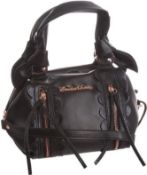 1 x Zandra Rhodes Tasmin 01 Grab Shoulder Bag in Black - PU Leather With Snake Skin Efect - New