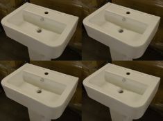 4 x Vogue Bathrooms OPTIONS Single Tap Hole SINK BASINS With Pedestals - 580mm Width - Brand New