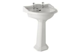 20 x Vogue Bathrooms DAVENPORT Two Tap Hole SINK BASINS With Pedestals - 600mm Width - Brand New
