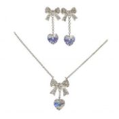 20 x HEART PENDANT AND EARRING SETS By ICE London - EGJ-9900 - Silver-tone Curb Chain Adorned With