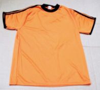 50 x Plain Football Short Sleeve Shirts - Colour: Bright Orange With Black Detailing - New,  Loose