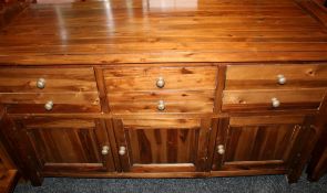 1 x Mark Webster 'Cognac' Acacia Solid Wood Sideboard - 3-Door, 4-Drawer - Ex Display Stock –