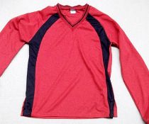 40 x Plain Football Short Sleeve Shirts - Colour: Bright RED With Black Detailing - New, Loose