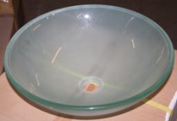 1 x Vogue Bathrooms CAILA Clear Frosted WHITE Glass Wash Bowl - Perfect For The Modern Bathroom or