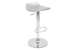 1 x Eliza Tinsley Designer Bar Stool - SILVER - Constructed in Strong ABS Plastic With Chrome Base