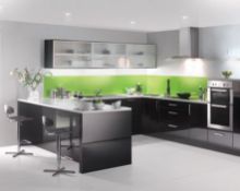266 x Glacier Black Kitchen Door Packs - Black Gloss Doors With Silver Edging - Various Sizes