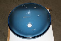 1 x Vogue Bathrooms CAILA Clear Frosted BLUE Glass Wash Bowl - Perfect For The Modern Bathroom or