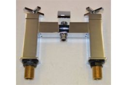 1 x Series 6 Bath Shower Mixer Tap With Crosshead Taps and Shower Handset - Vogue Bathrooms Platinum
