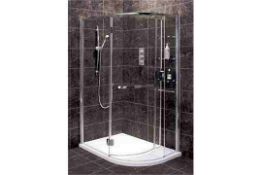 1 x Vogue Tetris Aqua Lotus Right Hand Shower Enclosure With Slimstone Stone Resin Low Profile