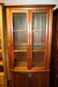 1 x Avingion Walnut Display Unit - 4-Door with Glass Shelves - Ex Display Stock – Dimensions: W89