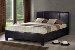 1 x Birlea Berlin Bed - Faux Brown Leather - 4ft Small Double 120cm - Brand New & Boxed - LAST ONE!