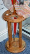 1 x Oak Umbrella Stand With Umbrella - CL300 - Ref S005 - Location: Swindon, Wiltshire, SN2