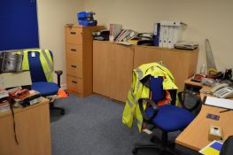 1 x Large Collection of Office Furniture Including 3 Desks, 2 Tables, 5 Drawer Pedestals, Filing