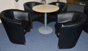 1 x Canteen Table With Four Faux Leather Tub Chairs - Table Size H74 x W80 cms - Ideal For Staff