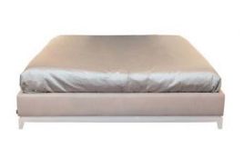 1 x FRATO Super Kingsize Lagoa Bed - Base Size 200 x 220cm - Upholstered In A Rich Grey Chenille