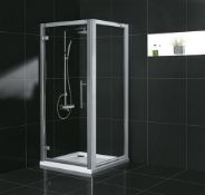 1 x Vogue AQUA LATUS 760mm Shower Enclosure - Includes Hinged Shower Door and Side Panel -