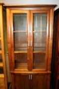 1 x Avingion Walnut Display Unit - 4-Door with Glass Shelves - Ex Display Stock – Dimensions: W89