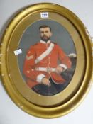 A Victorian hand-coloured framed oval photograph of a Sergeant of the Line